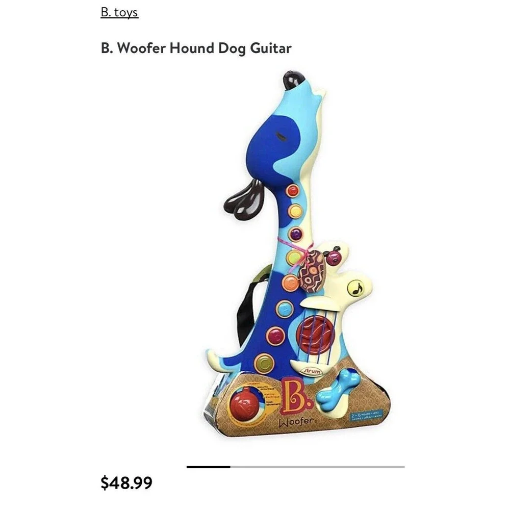 B TOYS WOOFER Hound DOG GUITAR Musical Instrument Strum puppy Kids Music Play